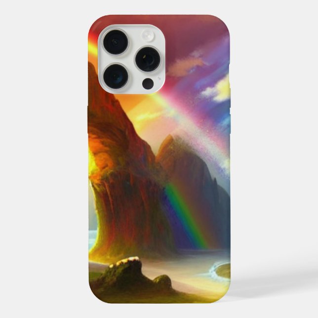 Rainbow Arch Haven: A Fantasy Landscape iPhone Case (Back)