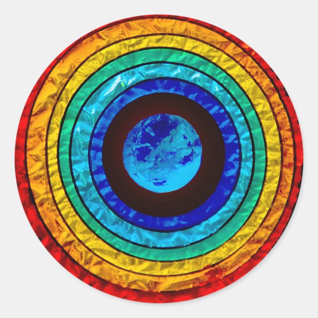 Rainbow around the Earth Classic Round Sticker (Front)