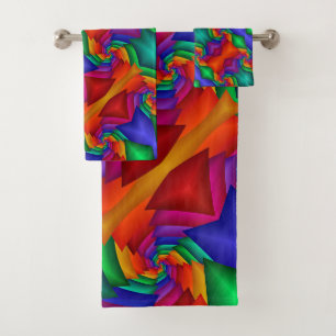 Rainbow art deco bath towel set