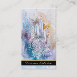 *~* Rainbow Artsy Drip Crystals AP90 Gold QR Business Card