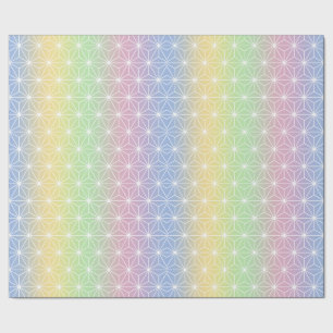 Rainbow Asanoha Twinkling Geometric Stars Wrapping Paper