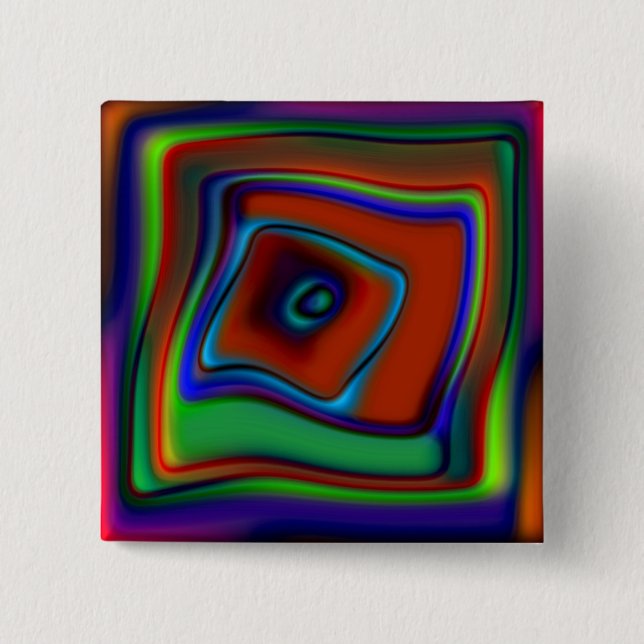 Rainbow Askew 2 Inch Square Button (Front)