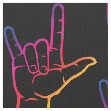 Rainbow ASL I Love You Patterned Fabric