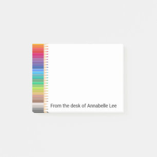 Rainbow Assortment Coloured Pencils Light Post-it Notes