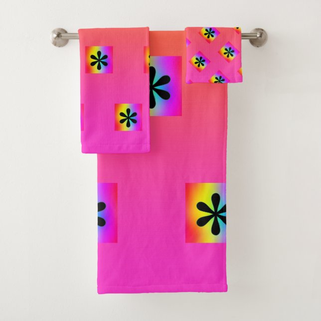 Rainbow Asterisk Repeat  Bath Towel Set (Insitu)