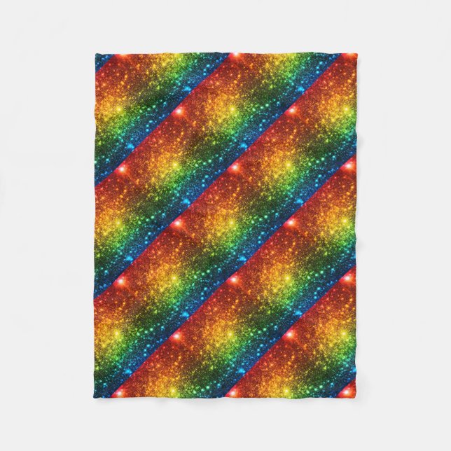 Rainbow Astral Glitter Only Love Is Real Fleece Blanket (Front)