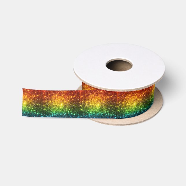 Rainbow Astral Glitter Only Love Is Real Satin Ribbon (Spool)