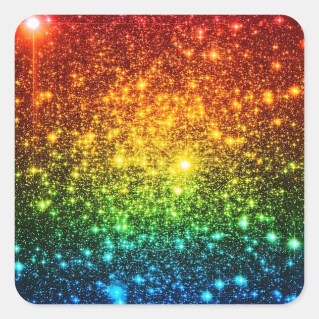 Rainbow Astral Glitter Only Love Is Real Square Sticker (Front)