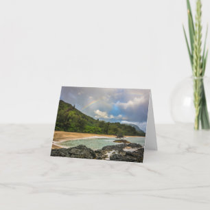 Rainbow at Lumaha'i Beach, Kauai, Hawaii Note Card