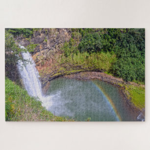 Rainbow at Wailua Falls, Kauai, Hawaii Jigsaw Puzzle
