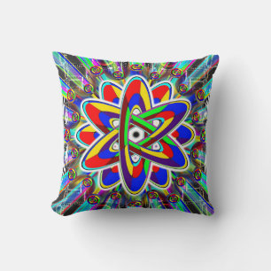 Rainbow Atomic Freak Out Throw Pillow