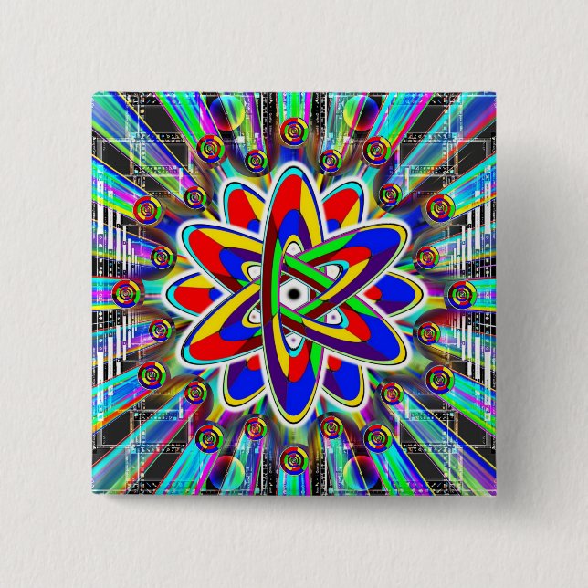 Rainbow Atomic Impossible Image 2 Inch Square Button (Front)