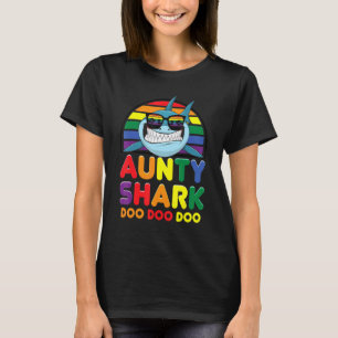 Rainbow Aunty Shark Sunglass Auntie Mother's Day P T-Shirt