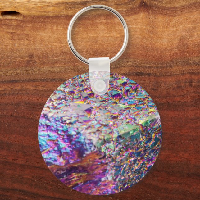 Rainbow Aura Crystals Keychain (Front)