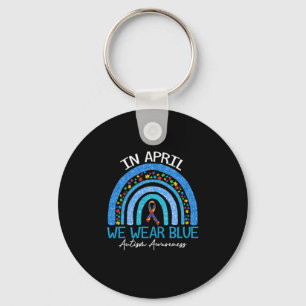 Rainbow Autism In April We Wear Blue Autism Keychain