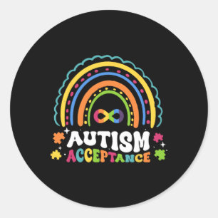 Rainbow Autism Infinity Symbol Men Women Autism Aw Classic Round Sticker