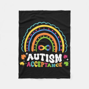 Rainbow Autism Infinity Symbol Men Women Autism Aw Fleece Blanket