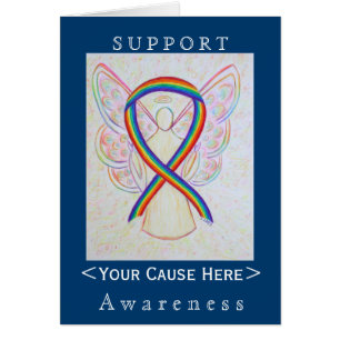 Rainbow Awareness Ribbon Angel Customized Card