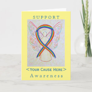 Rainbow Awareness Ribbon Angel Customized Card