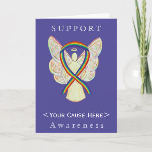 Rainbow Awareness Ribbon Angel Customized Card