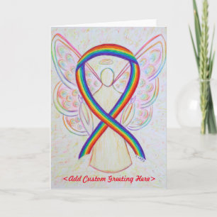 Rainbow Awareness Ribbon Angel Greeting Card