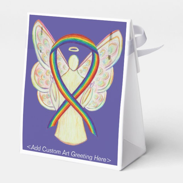 Rainbow Awareness Ribbon Angel Party Favour Boxes (Back Side)