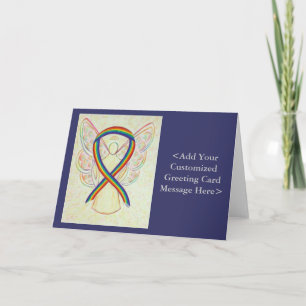 Rainbow Awareness Ribbon Angel Personalized Cards