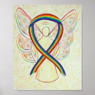 Rainbow Awareness Ribbon Angel Poster Art Imprimer