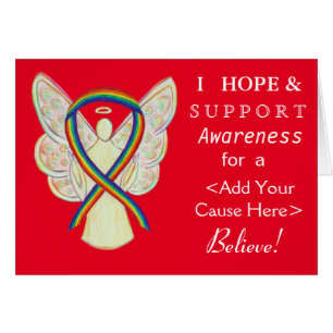Rainbow Awareness Ribbon Custom Cause Angel Cards