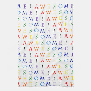Rainbow Awesome Typography Pattern Kitchen Towel