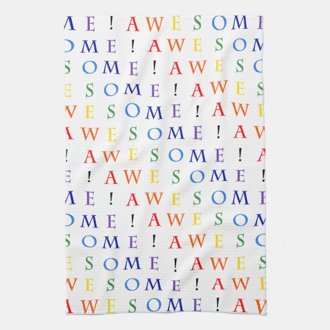 Rainbow Awesome Typography Pattern Kitchen Towel (Vertical)