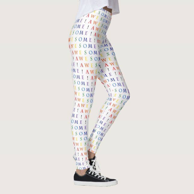 Rainbow Awesome Typography Pattern Leggings (Right)