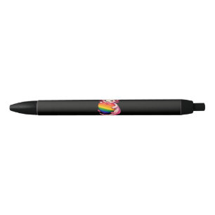 Rainbow Axolotl Heart Pride Amphibian Black Ink Pen