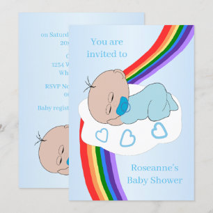 Rainbow Baby Boy Baby Shower Invitation