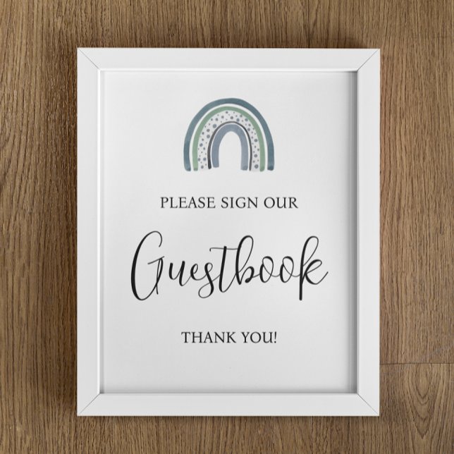 Rainbow Baby Boy Guestbook Baby Shower Sign (Creator Uploaded)