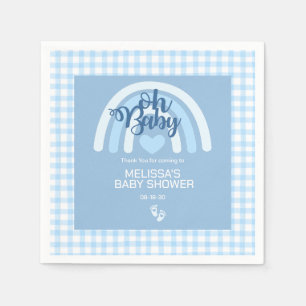 Rainbow Baby Boys Personalized Blue Heart Napkin