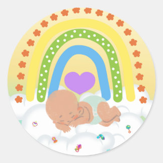 Rainbow Baby Brown Nouveau-né Coeur Jaune Sticker