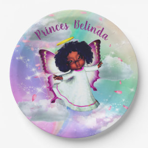 Rainbow Baby Butterfly Fairy Baby Shower Paper Plate