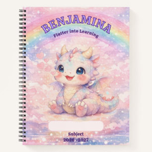 Rainbow Baby Dragon Enchanted School Girl Pastel Notebook