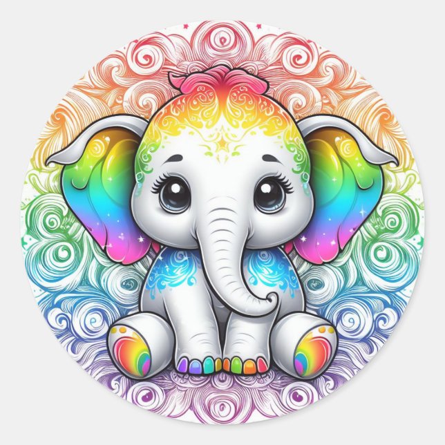 Rainbow baby elephant stickers (Front)