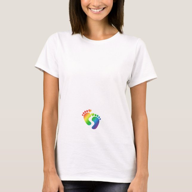 Rainbow Baby Footprints Maternity T-Shirt (Front)