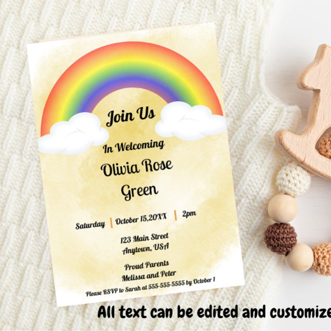 Rainbow Baby (Gold) Shower Invitation (Creator Uploaded)