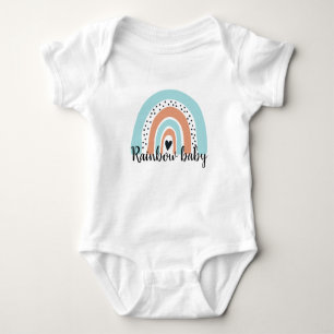 Rainbow Baby Heart Blue Peach Bodysuit