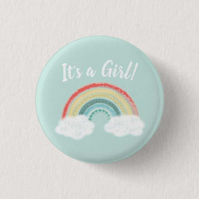 Rainbow Baby Shower 1 Inch Round Button (Front)