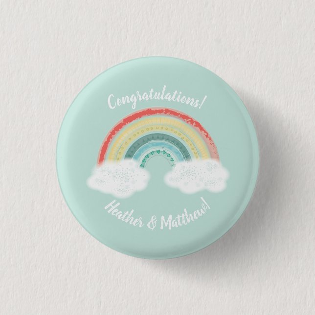 Rainbow Baby Shower 1 Inch Round Button (Front)