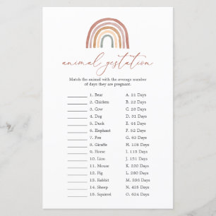 Rainbow Baby Shower Animal Gestation Game