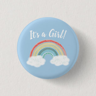 Rainbow Baby Shower Blue Boy 1 Inch Round Button