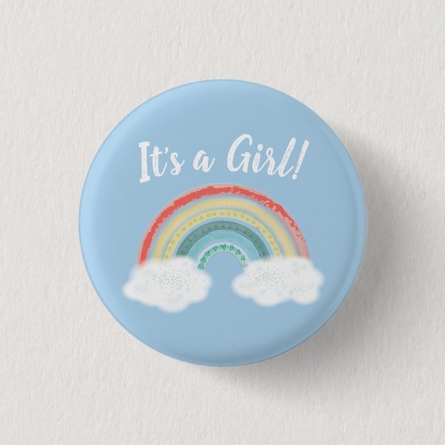 Rainbow Baby Shower Blue Boy 1 Inch Round Button (Front)