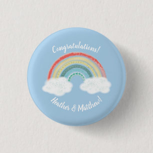 Rainbow Baby Shower Blue Boy 1 Inch Round Button