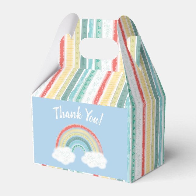 Rainbow Baby Shower Blue Boy Favor Box (Front Side)